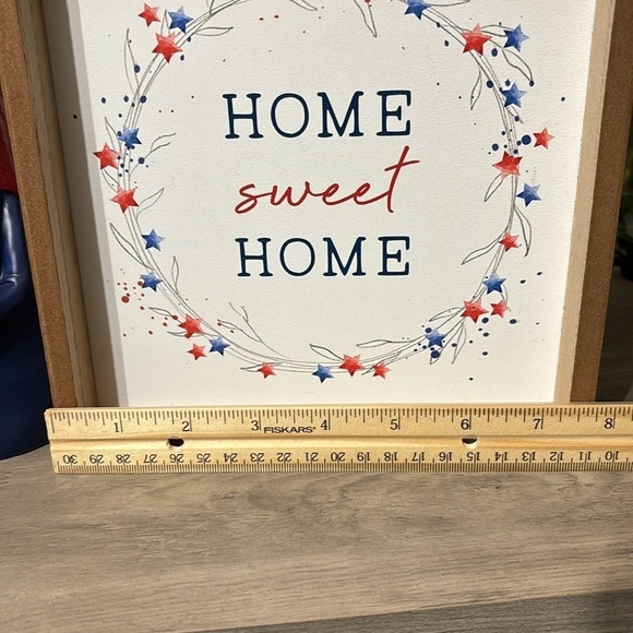 NWT PATRIOTIC HOME SWEET HOME WOODEN SIGN, GNOME AND EMBROIDERED TOWEL BUNDLE - Picture 9 of 16